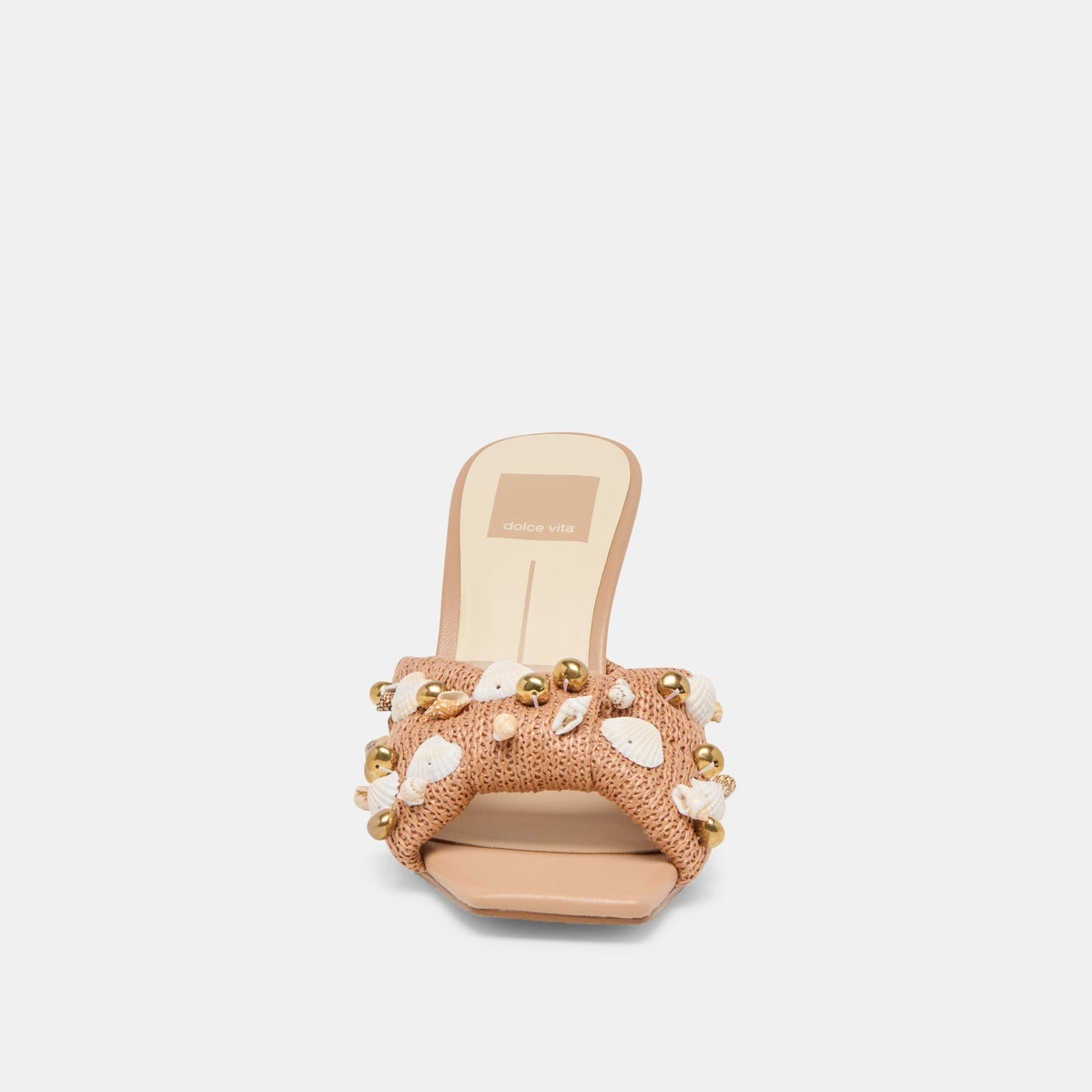 Tylah Toffee Beaded Raffia Heels | Dolce Vita