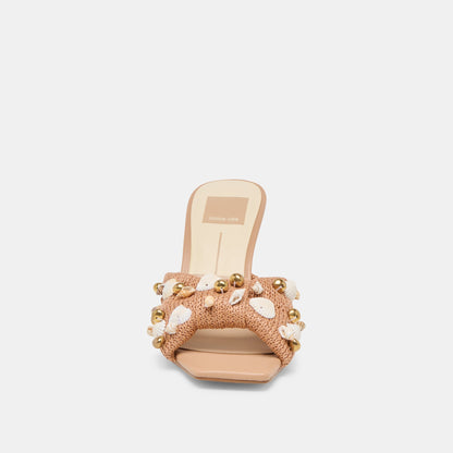 Tylah Toffee Beaded Raffia Heels | Dolce Vita