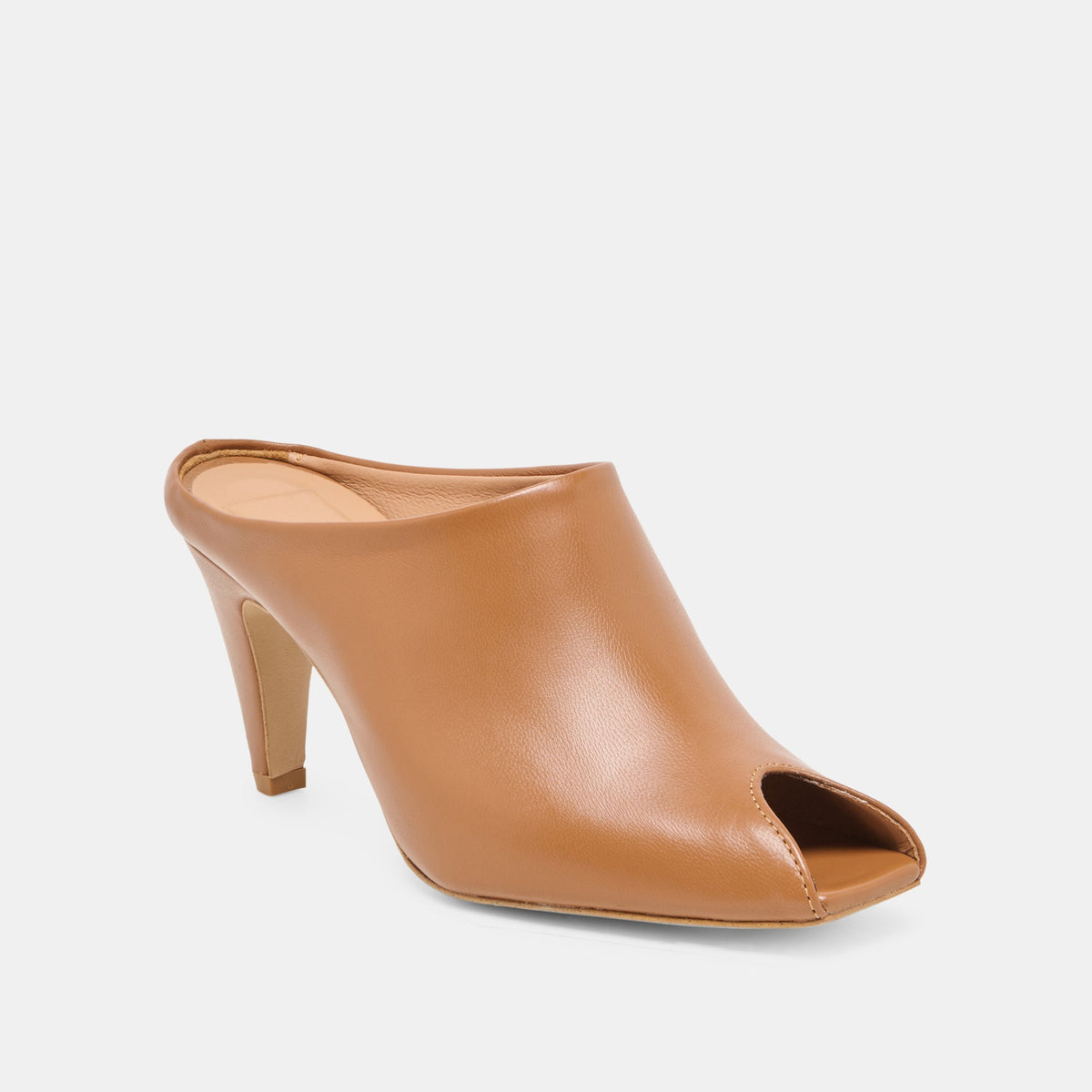 MERY Brown Leather Peep-Toe Heels | Dolce Vita