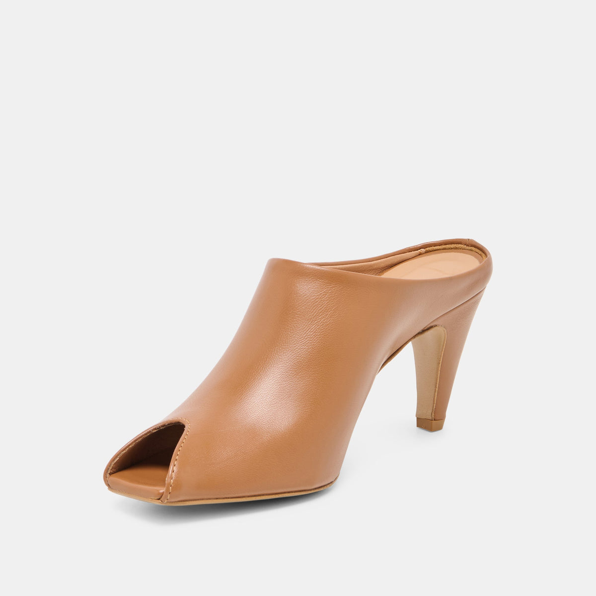 MERY Brown Leather Peep-Toe Heels | Dolce Vita
