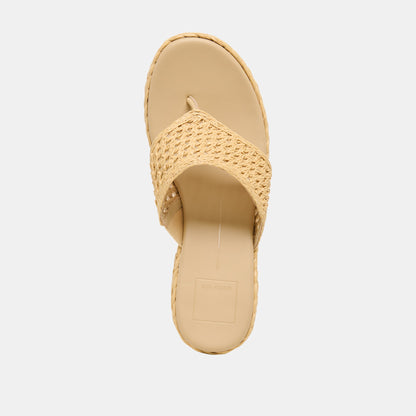 RIPPLE Lt Natural Raffia Platform Thong Block Heel | Dolce Vita