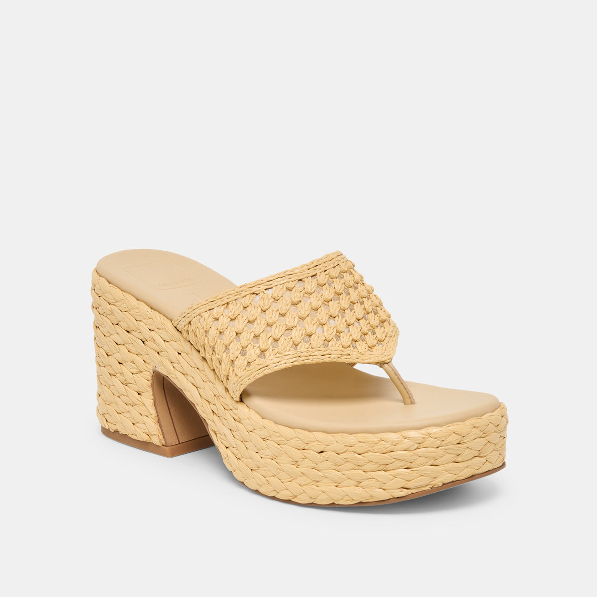 RIPPLE Lt Natural Raffia Platform Thong Block Heel | Dolce Vita