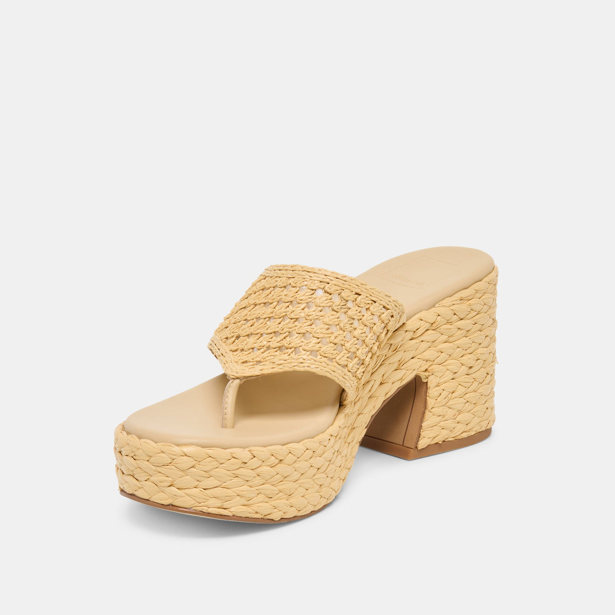 RIPPLE Lt Natural Raffia Platform Thong Block Heel | Dolce Vita