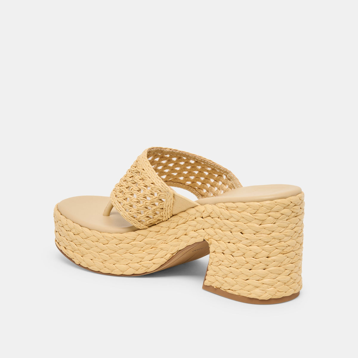 RIPPLE Lt Natural Raffia Platform Thong Block Heel | Dolce Vita