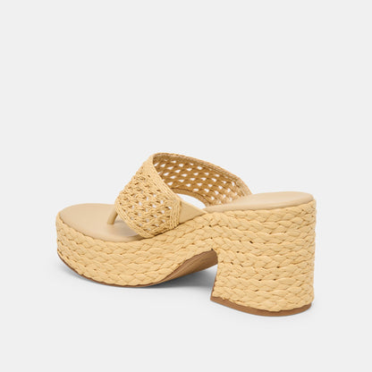 RIPPLE Lt Natural Raffia Platform Thong Block Heel | Dolce Vita