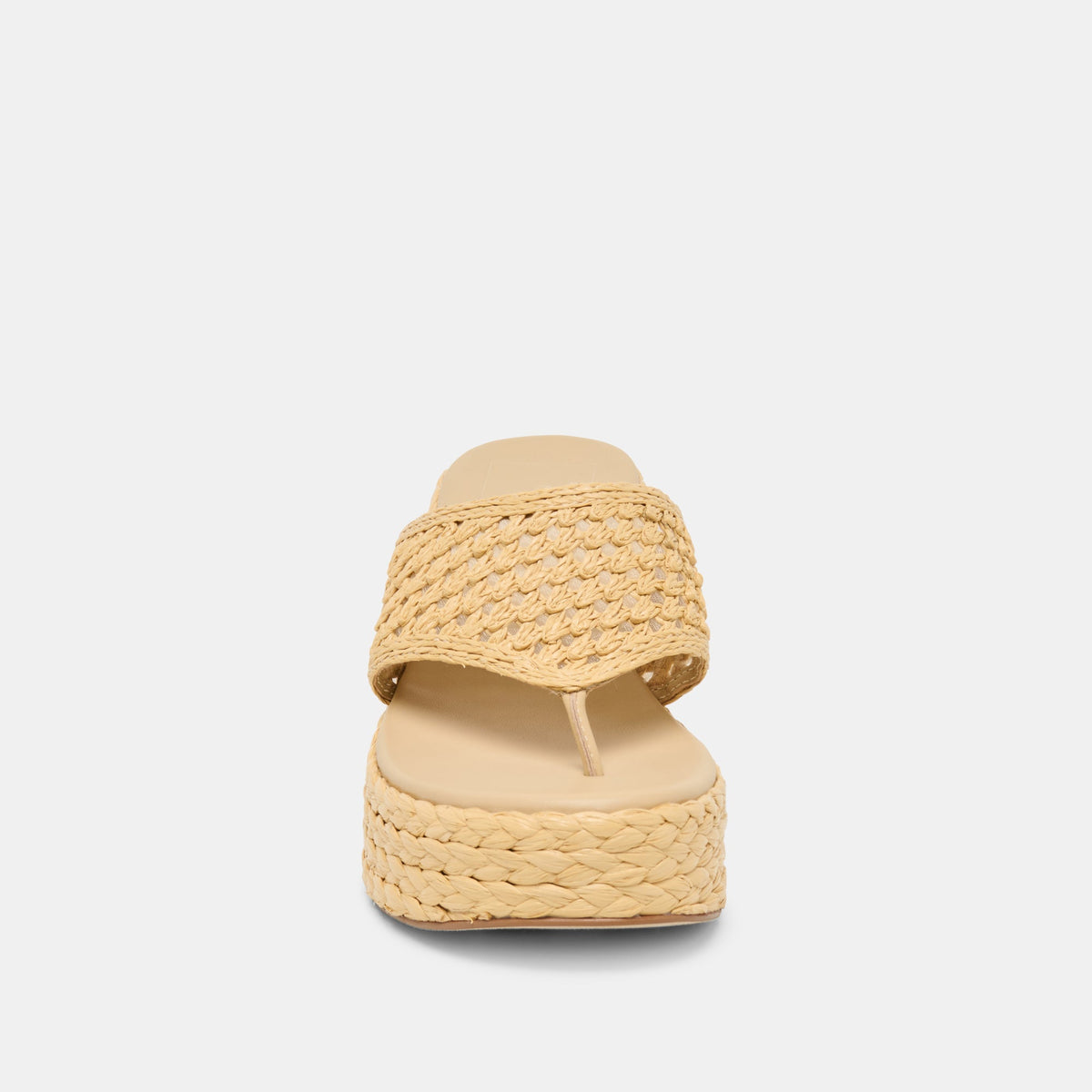 RIPPLE Lt Natural Raffia Platform Thong Block Heel | Dolce Vita