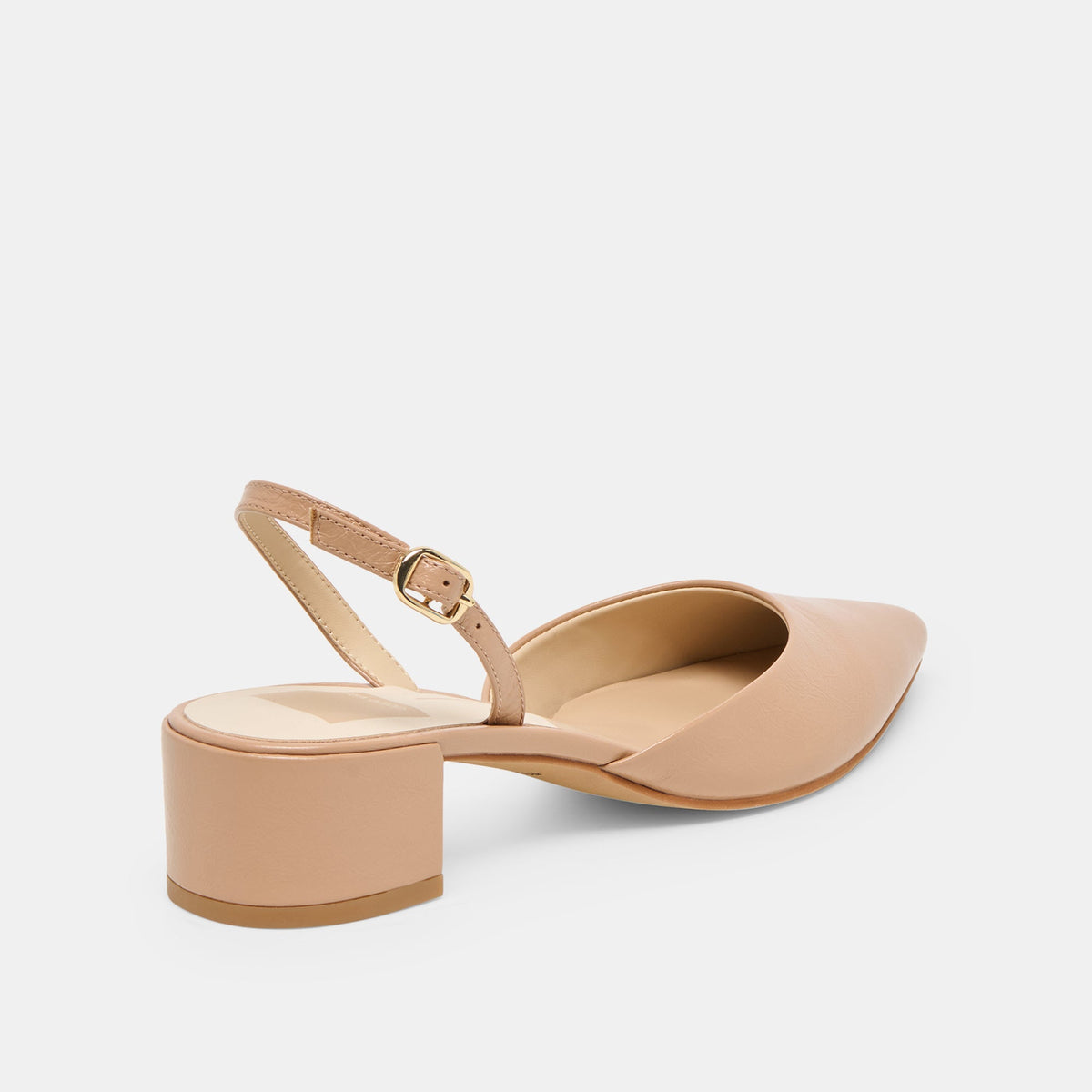 Carel Wide Lt Tan Crinkle Patent Leather Heels | Dolce Vita