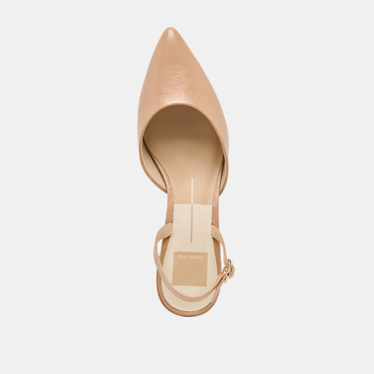 Carel Wide Lt Tan Crinkle Patent Leather Heels | Dolce Vita