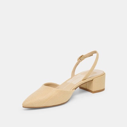 Carel Light Natural Raffia Heels | Dolce Vita