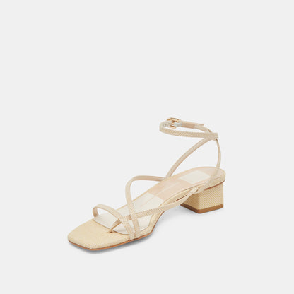 Karlos Wide Natural Woven Raffia Sandals | Dolce Vita