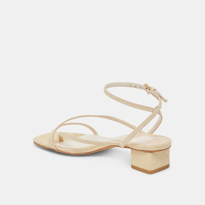 Karlos Wide Natural Woven Raffia Sandals | Dolce Vita