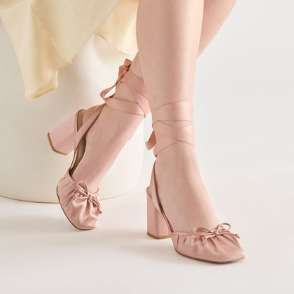 Tisha Lt Blush Satin Heels | Dolce Vita