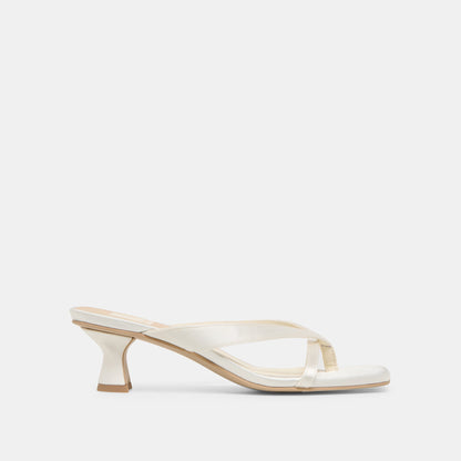 Brevel Wide True White Satin Heels | Dolce Vita