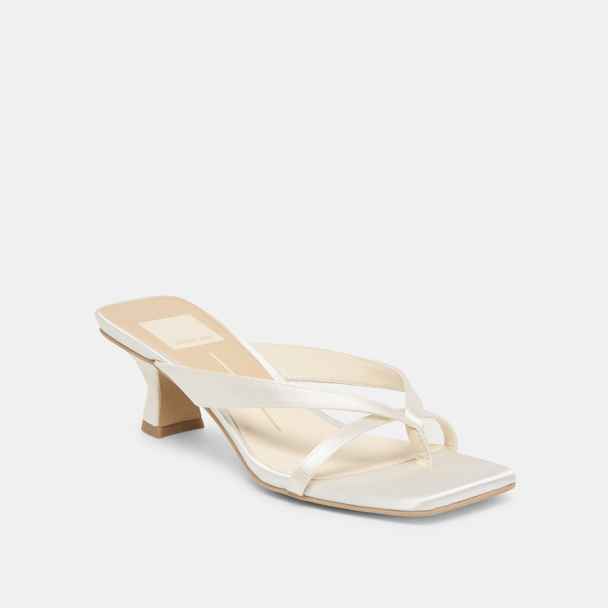Brevel Wide True White Satin Heels | Dolce Vita