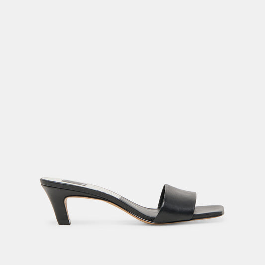 Rexa Wide Black Leather Heels | Dolce Vita