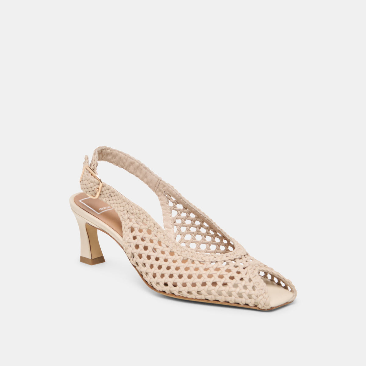 REMLA Bone Woven Leather Peep-Toe Kitten Heel | Dolce Vita