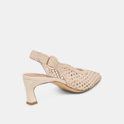 REMLA Bone Woven Leather Peep-Toe Kitten Heel | Dolce Vita