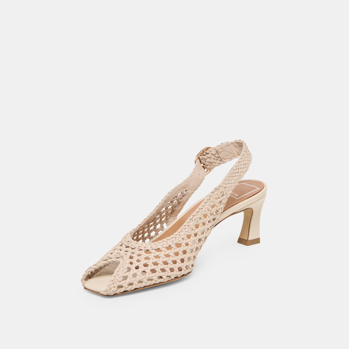 REMLA Bone Woven Leather Peep-Toe Kitten Heel | Dolce Vita