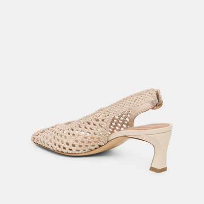 REMLA Bone Woven Leather Peep-Toe Kitten Heel | Dolce Vita