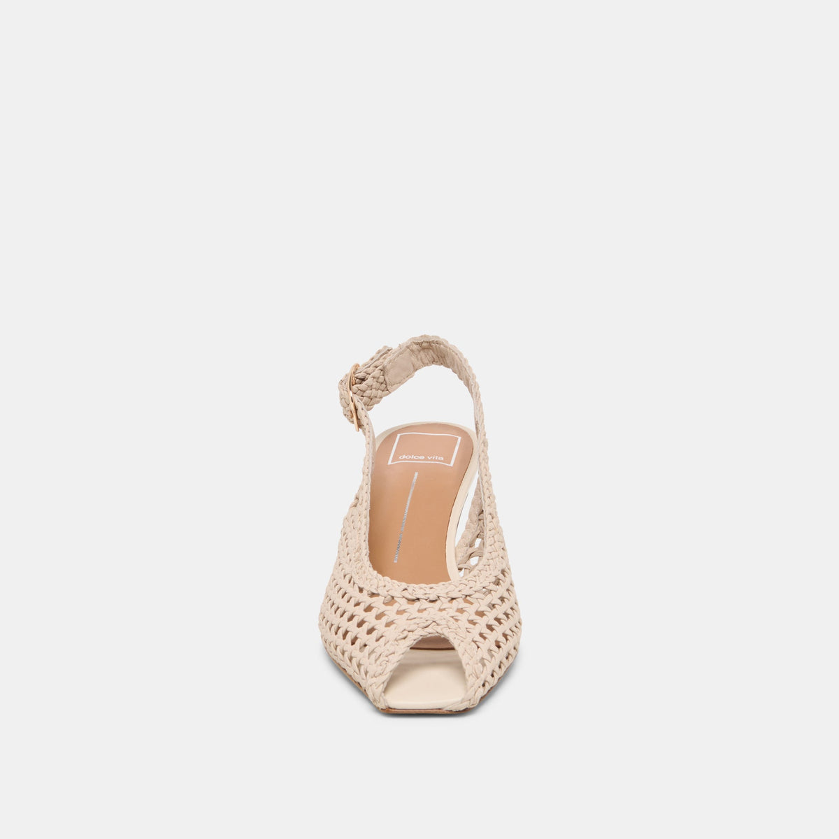 REMLA Bone Woven Leather Peep-Toe Kitten Heel | Dolce Vita