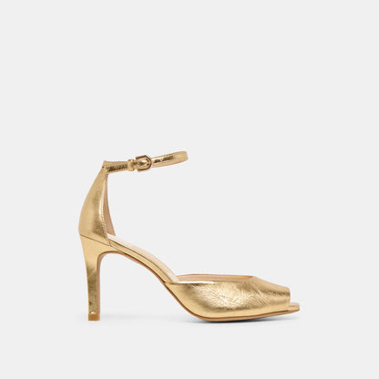 Serlo Gold Crinkle Patent Heels | Dolce Vita