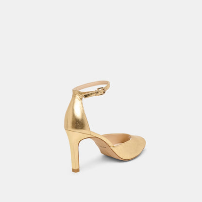 Serlo Gold Crinkle Patent Heels | Dolce Vita