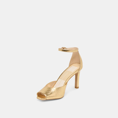 Serlo Gold Crinkle Patent Heels | Dolce Vita