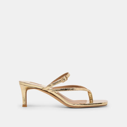 Biaga Gold Distressed Leather Heels | Dolce Vita