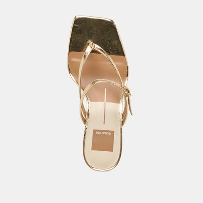 Biaga Gold Distressed Leather Heels | Dolce Vita