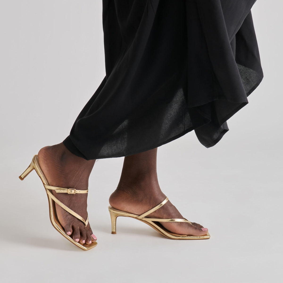 Biaga Gold Distressed Leather Heels | Dolce Vita