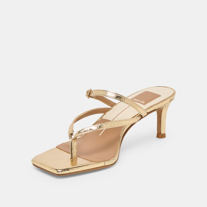 Biaga Gold Distressed Leather Heels | Dolce Vita