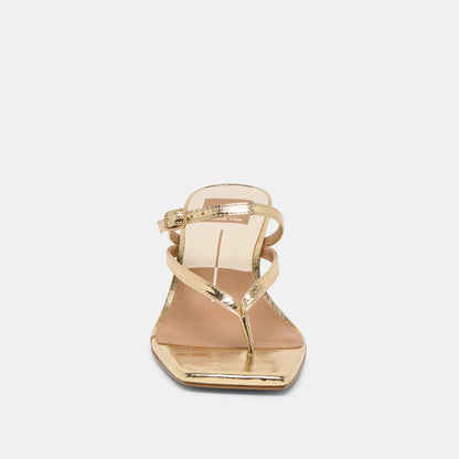 Biaga Gold Distressed Leather Heels | Dolce Vita