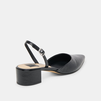 Carel Wide Midnight Crinkle Patent Leather Heels | Dolce Vita