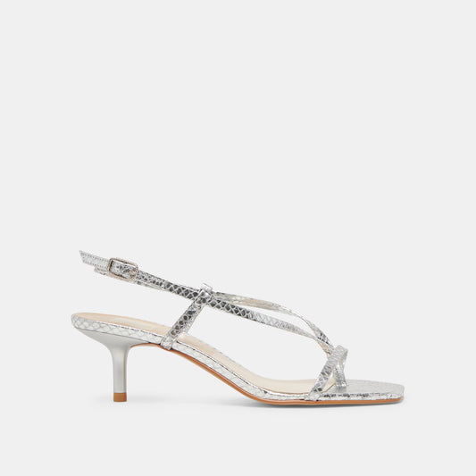 LAURY HEELS SILVER EMBOSSED LEATHER
 – Dolce Vita | Dolce Vita