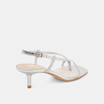 LAURY HEELS SILVER EMBOSSED LEATHER
 – Dolce Vita | Dolce Vita