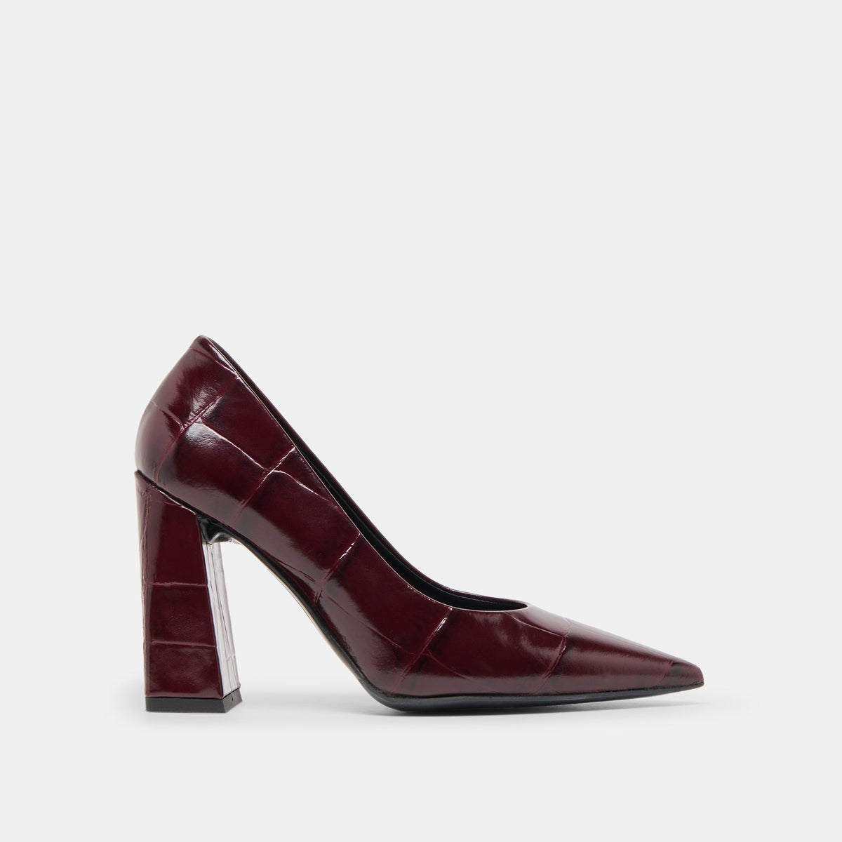 Misty Burgundy Croco Embossed Leather Heels | Dolce Vita