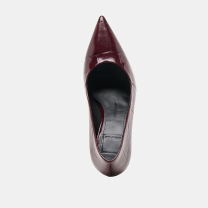 Misty Burgundy Croco Embossed Leather Heels | Dolce Vita