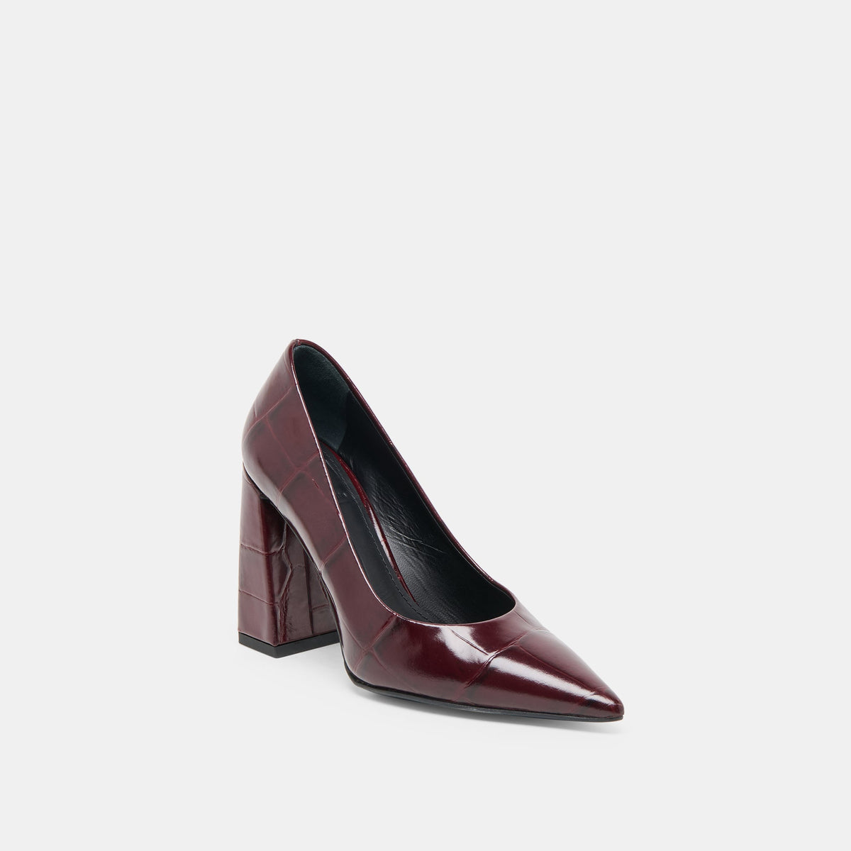 Misty Burgundy Croco Embossed Leather Heels | Dolce Vita