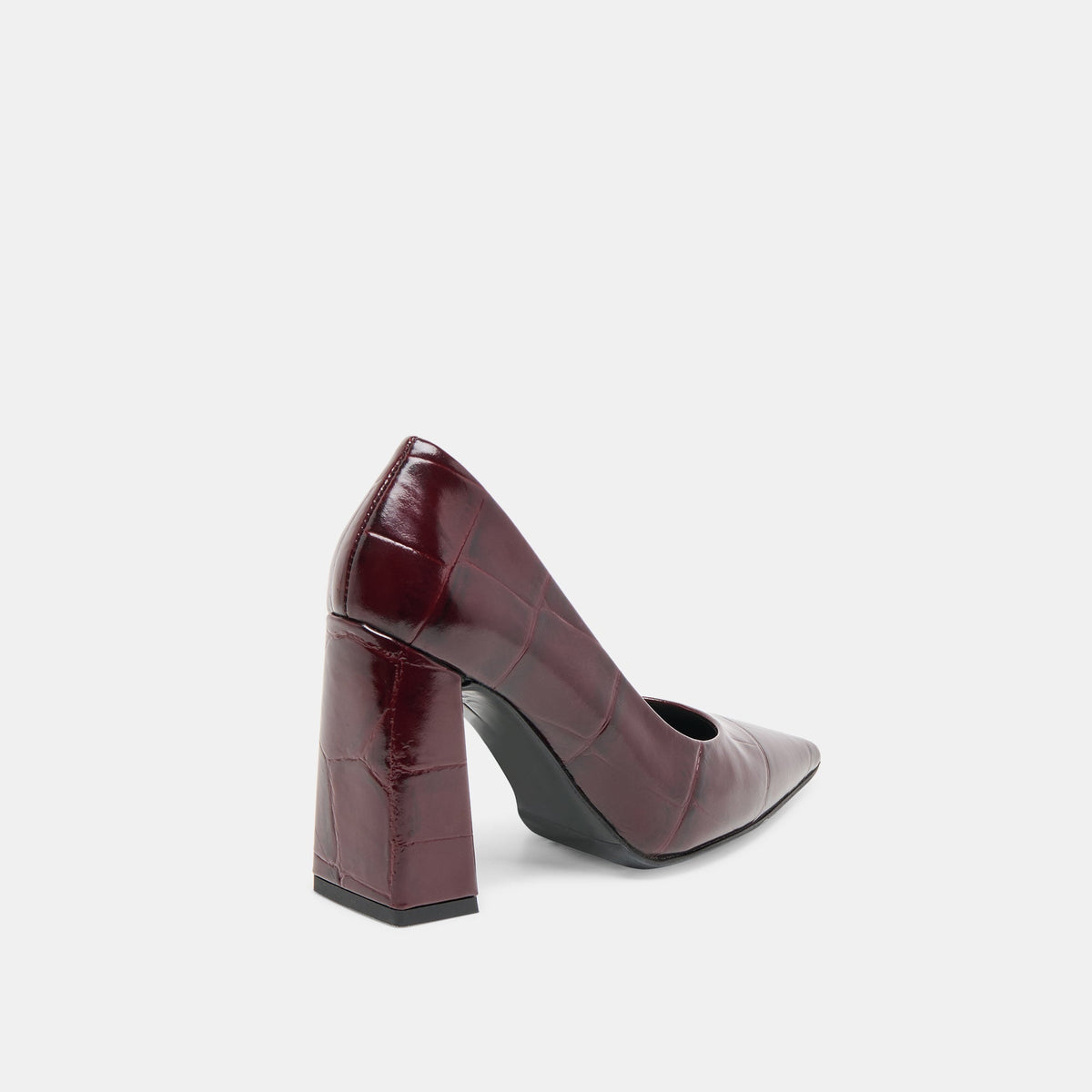 Misty Burgundy Croco Embossed Leather Heels | Dolce Vita