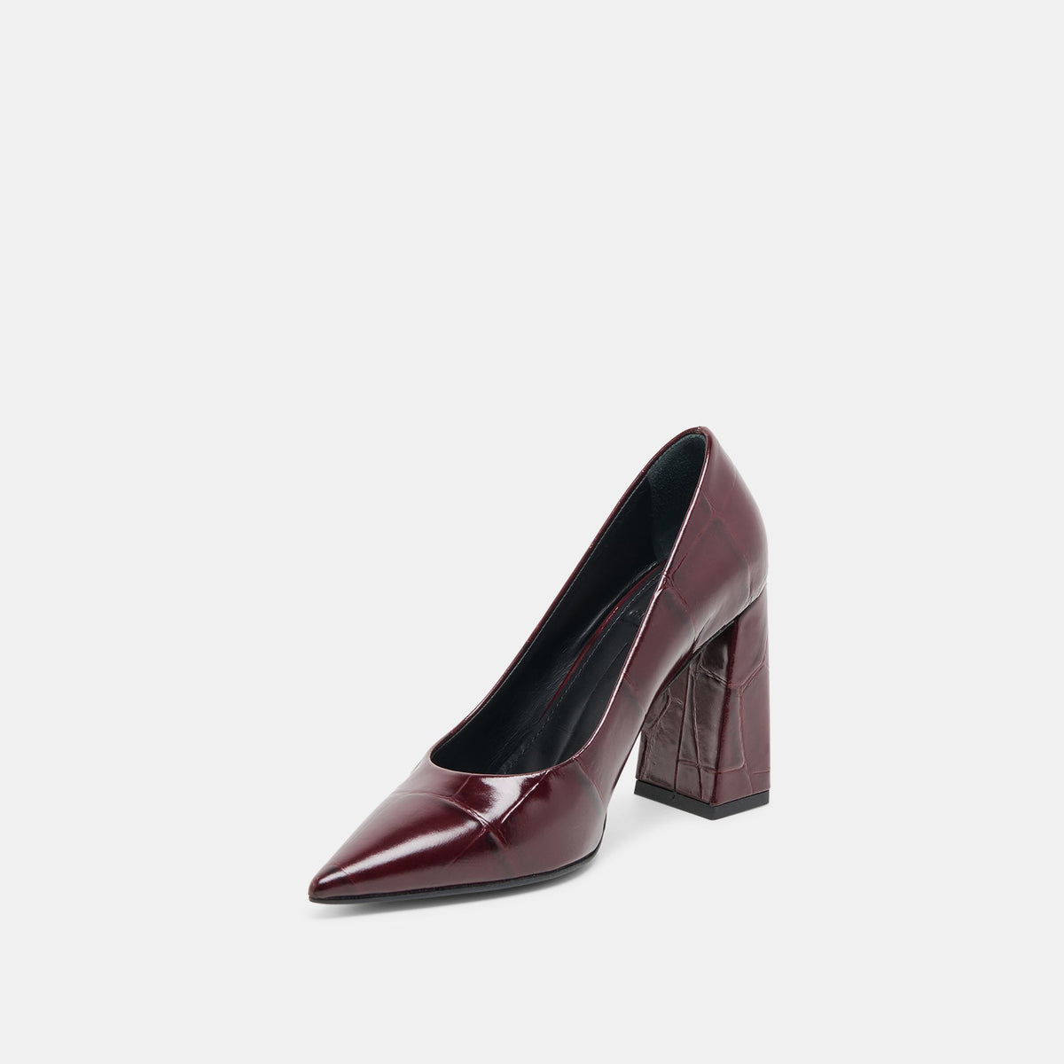 Misty Burgundy Croco Embossed Leather Heels | Dolce Vita