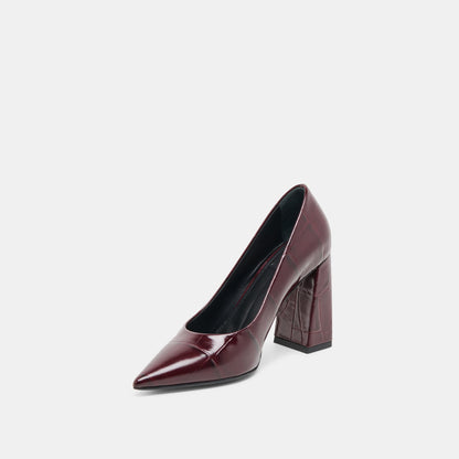 Misty Burgundy Croco Embossed Leather Heels | Dolce Vita