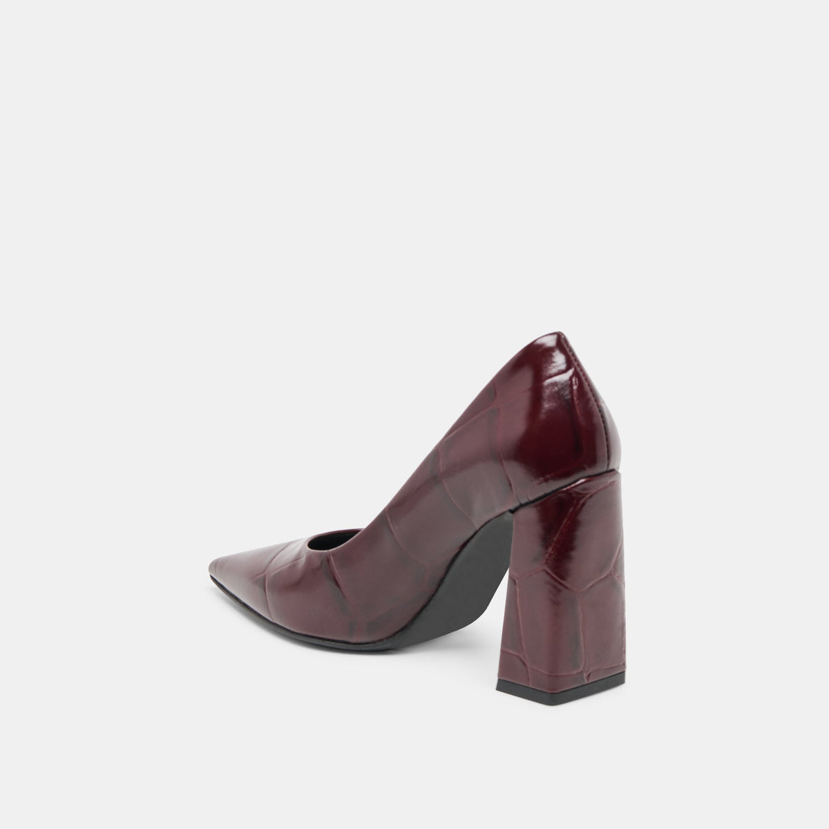 Misty Burgundy Croco Embossed Leather Heels | Dolce Vita