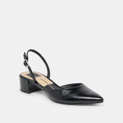 Carel Midnight Crinkle Patent Leather Heels | Dolce Vita