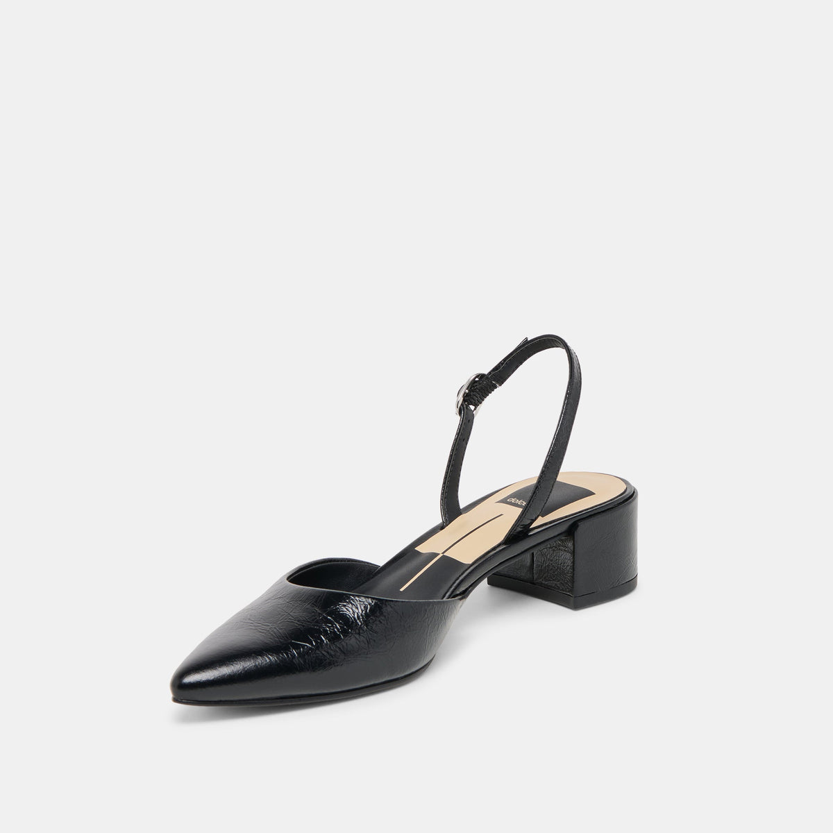 Carel Midnight Crinkle Patent Leather Heels | Dolce Vita