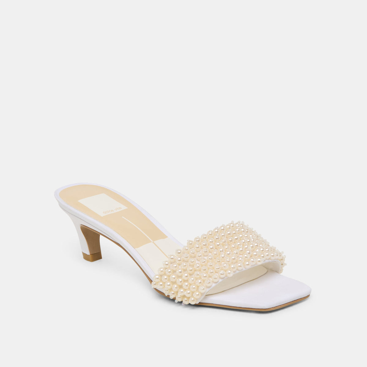 Rexa Pearl Off White Satin Heels | Dolce Vita