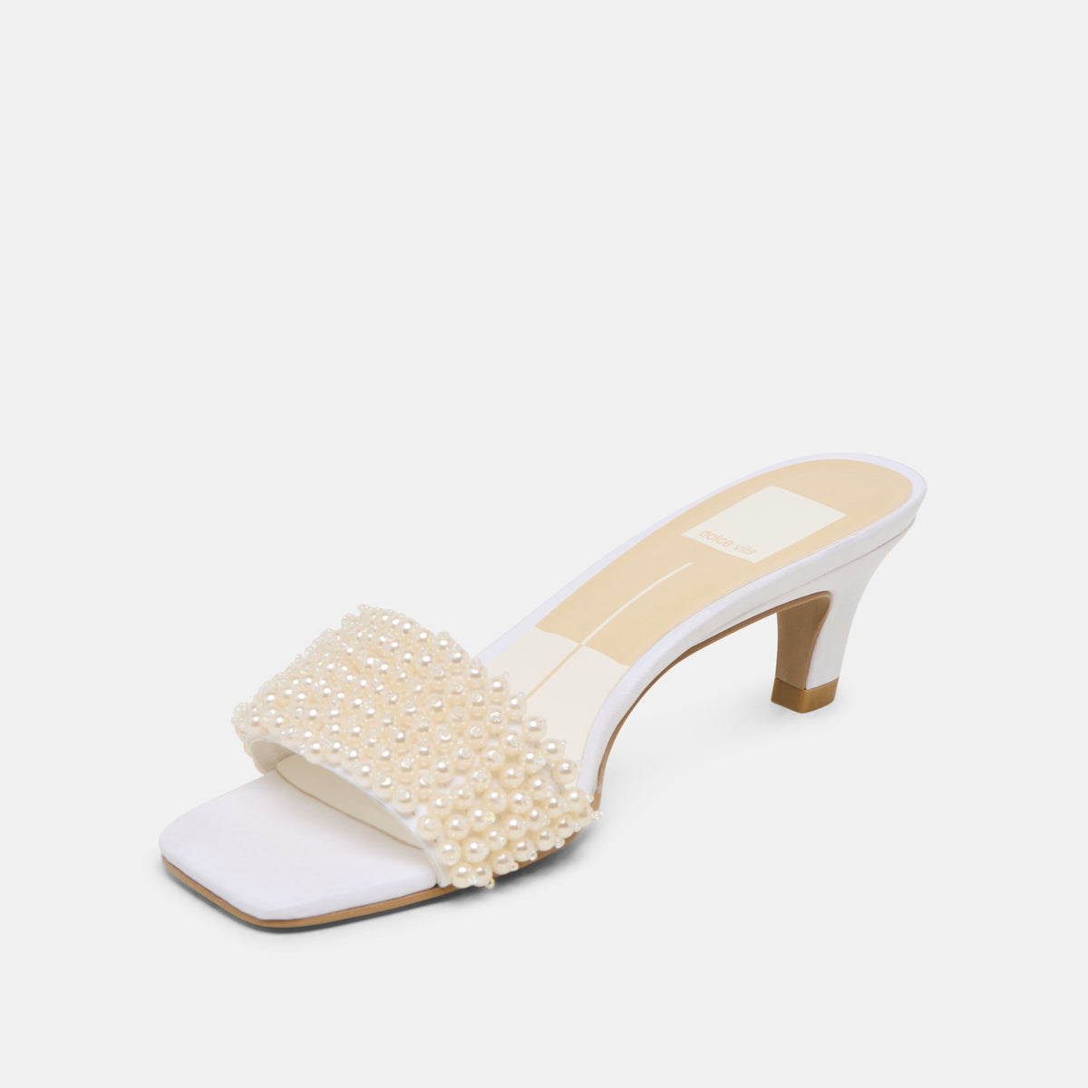 Rexa Pearl Off White Satin Heels | Dolce Vita