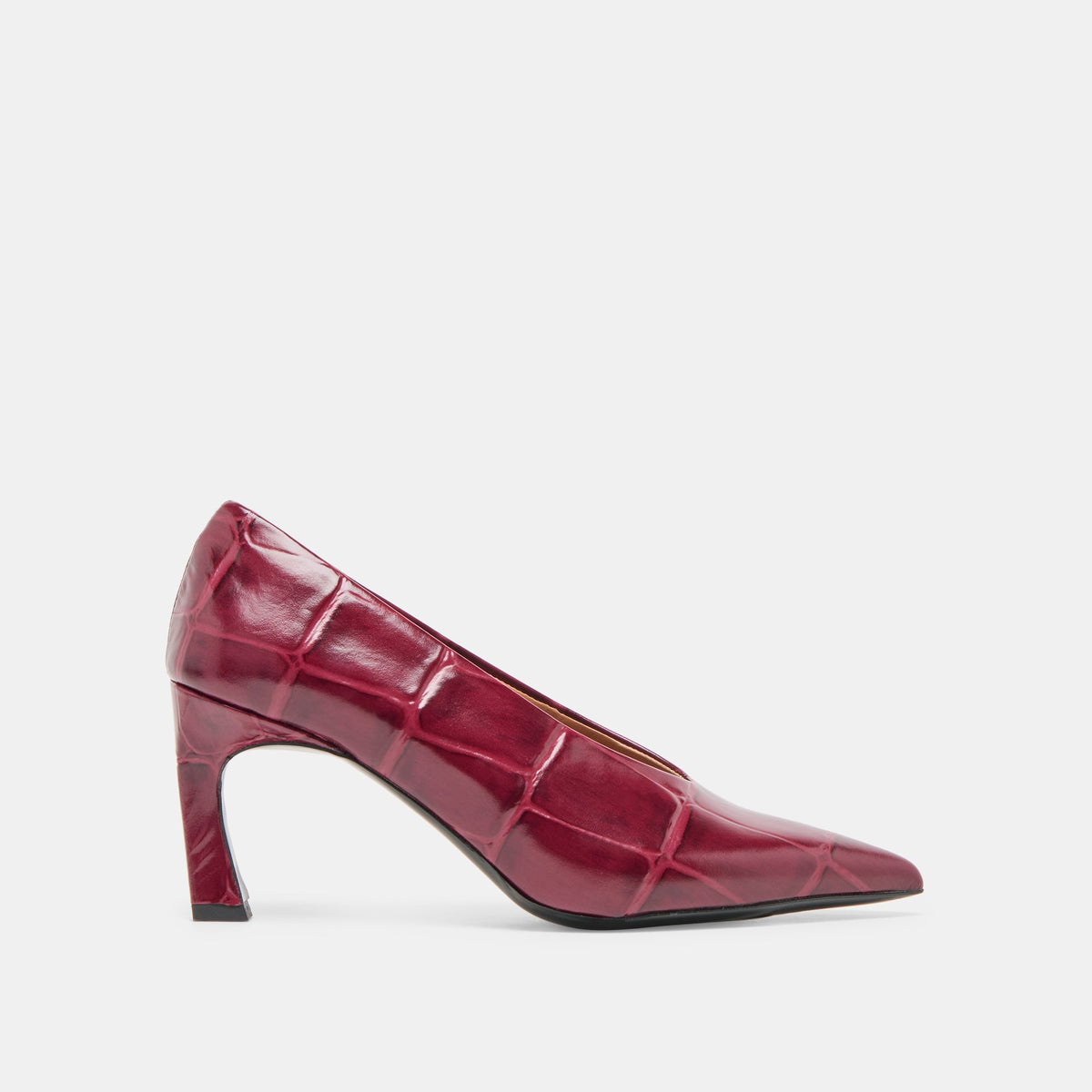 Midge Burgundy Croco Embossed Leather Heels | Dolce Vita