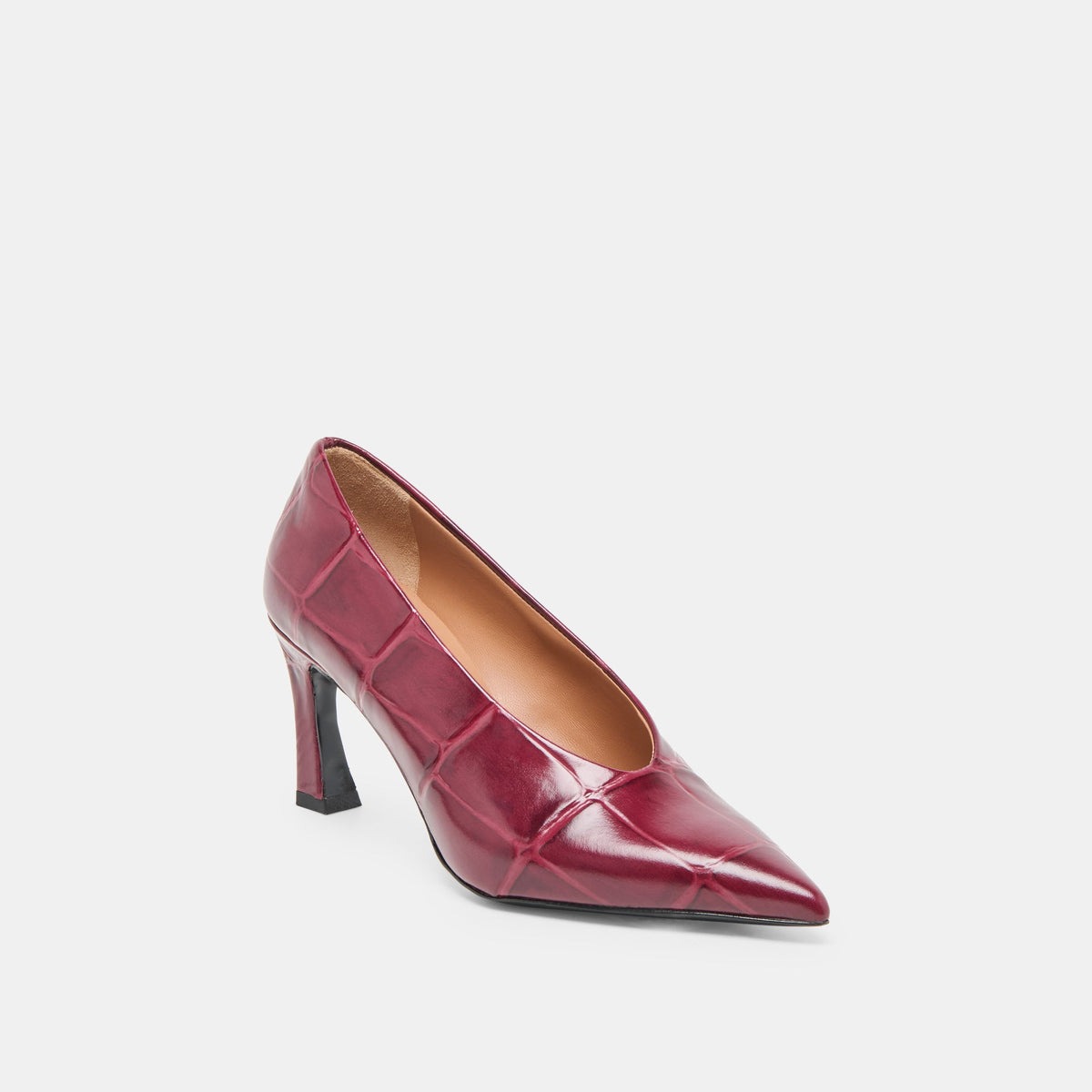 Midge Burgundy Croco Embossed Leather Heels | Dolce Vita