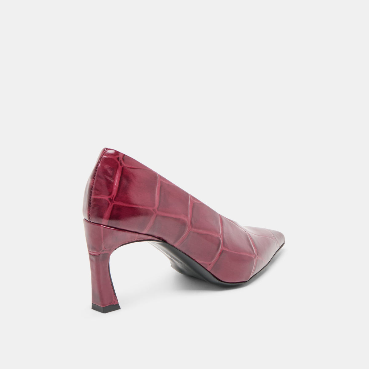 Midge Burgundy Croco Embossed Leather Heels | Dolce Vita
