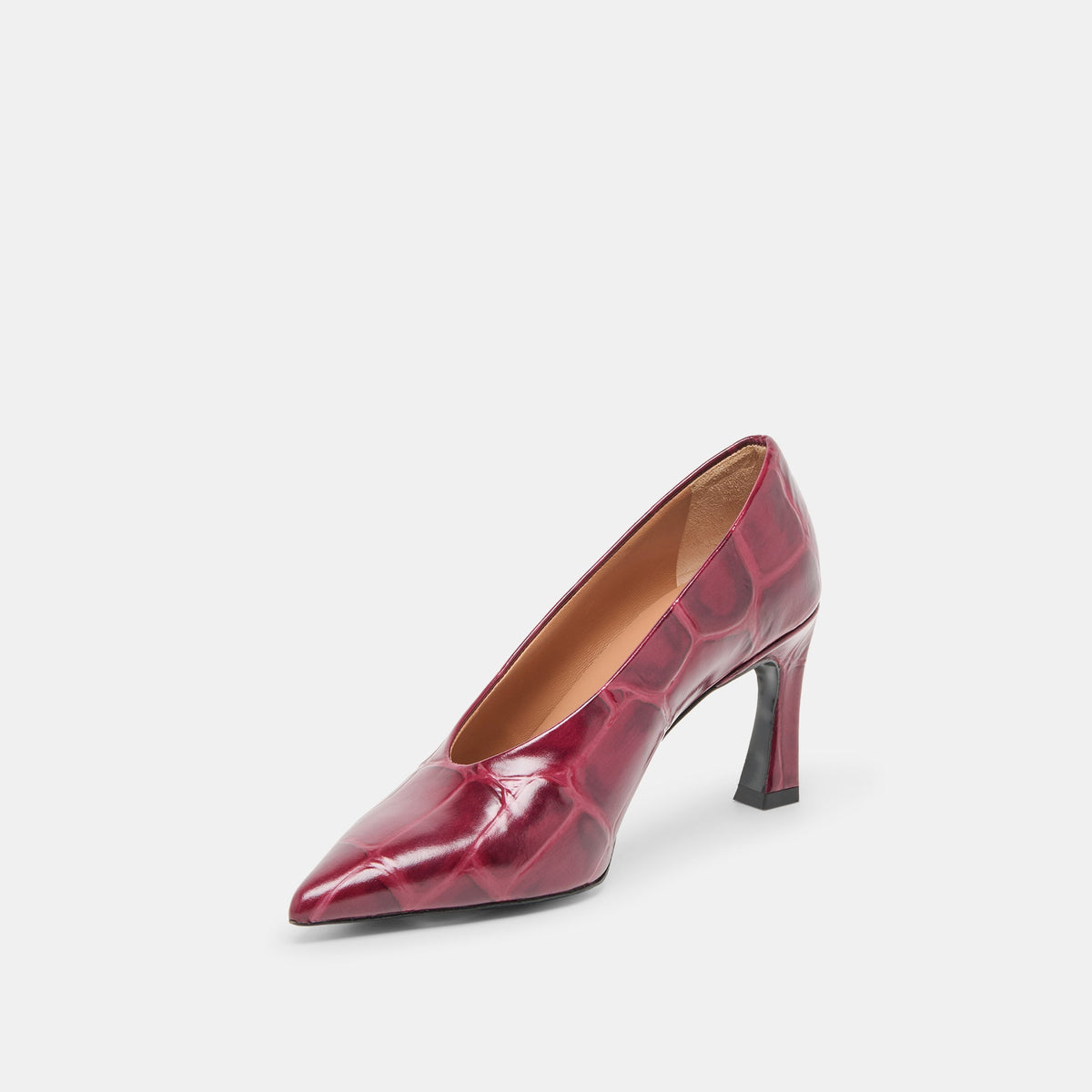 Midge Burgundy Croco Embossed Leather Heels | Dolce Vita
